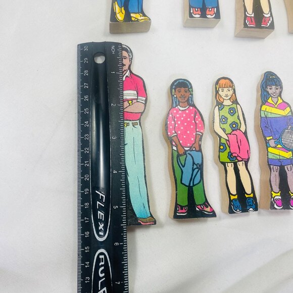 Vintage Inspired Wooden Children Figurines Set Wedgies Career Lot of 9 - Picture 4 of 10